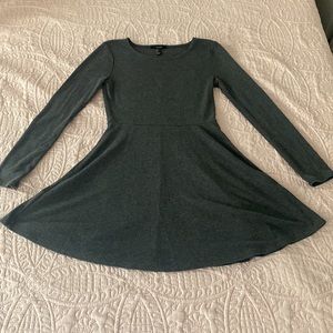 Forever 21 Long Sleeve Flare Dress - Grey